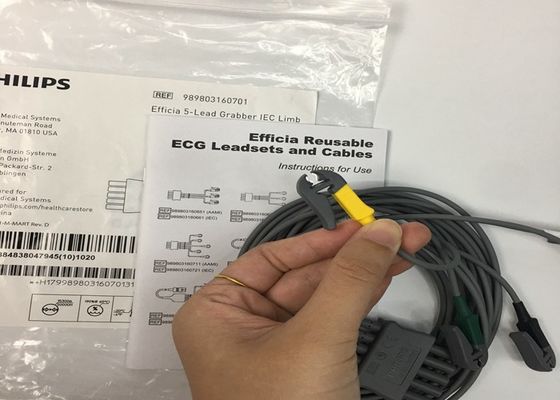 PHLIP Efficia 재사용 5 납 ECG 케이블 성인용 IEC 다리