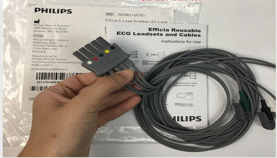PHLIP Efficia 재사용 5 납 ECG 케이블 성인용 IEC 다리