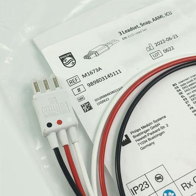 REF M1673A 필립 환자 모니터 CBL 3 리드셋 스냅 AAMI ICU PN 989803145111