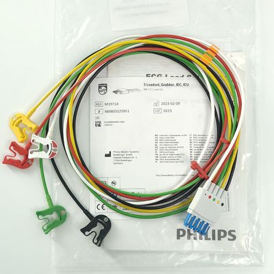 필립 환자 모니터 의료기기 소모품 CBL 5 리드셋 Grabber IEC ICU REF M1971A 989803125851