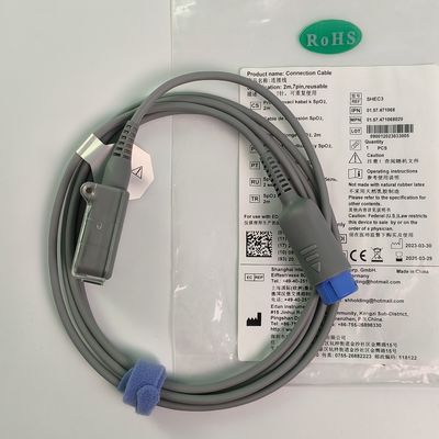 REF SHEC3 혈액 산소 연장 케이블 2M 파란색 둥근 머리 단일 슬롯 7 핀 L 2.0 미터