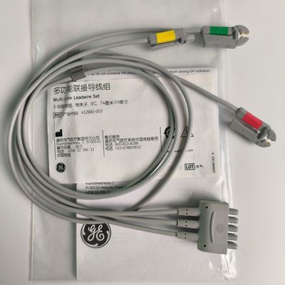 케어퓨전 GE 오리지널 멀티 링크 ECG 리드 와이어 3-리드 그래버 IEC 74cm / 29in. REF: 412682-003