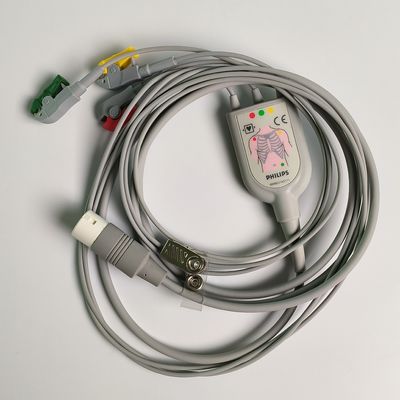 필립 오리지널 3 리드 IEC 리드 세트. 빨간색, 녹색, 노란색, 2.6 M 기계 끝 라운드 12 바늘 PN:989803143171