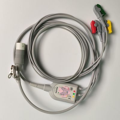필립 오리지널 3 리드 IEC 리드 세트. 빨간색, 녹색, 노란색, 2.6 M 기계 끝 라운드 12 바늘 PN:989803143171