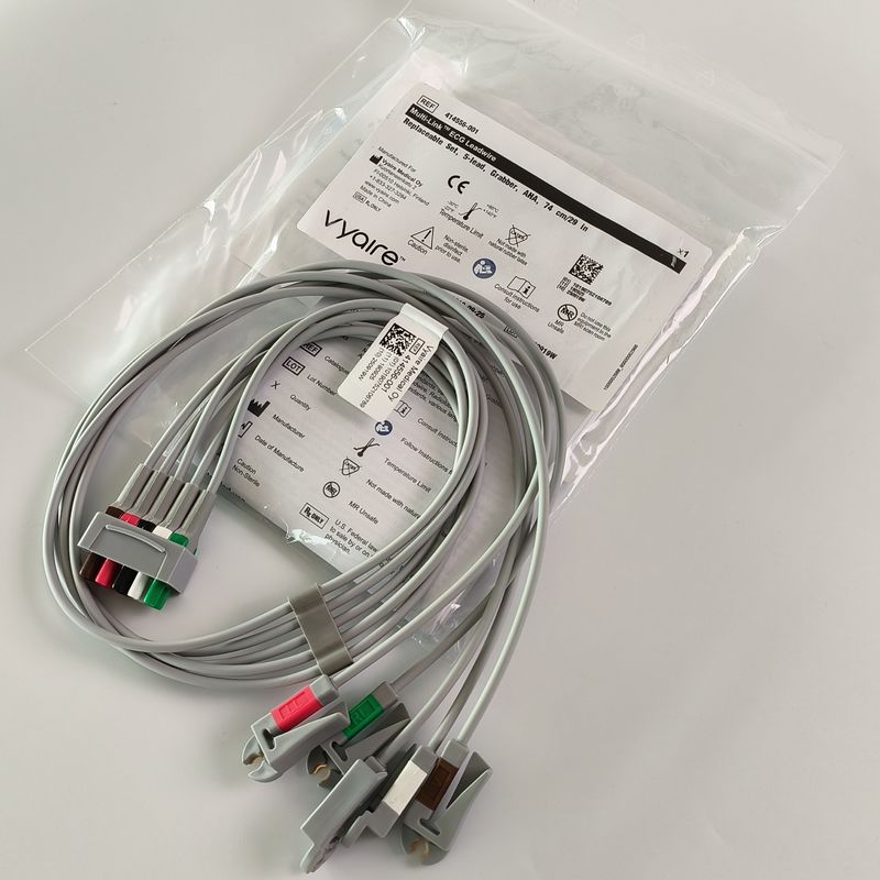 멀티 링크 ECG 리드 와이어 교체 가능한 세트 5 리드 그래버 AHA 74cm/29in REF: 414556-001