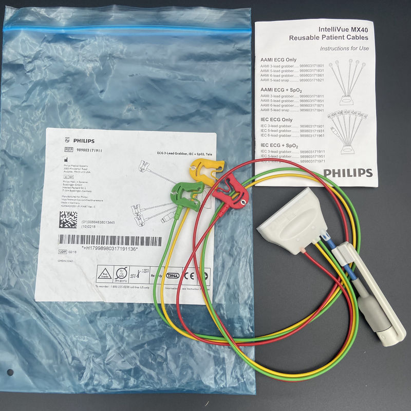 세 가이드 유럽 표준 클램프와 혈액 산소 연결기 ECG 3 리드 Grabber REF:989803171911